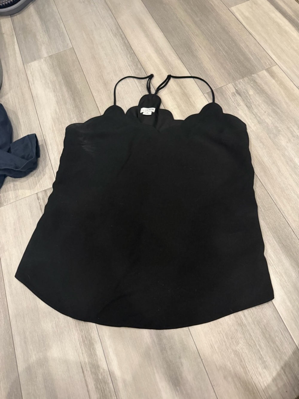 J. Crew Black Scalloped Spaghetti Strap Tank